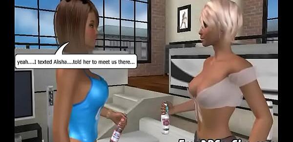  Two sexy 3D cartoon babes sharing a studs hard cock